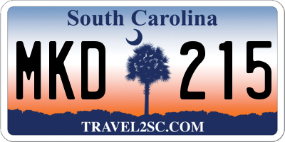 SC license plate MKD215