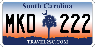 SC license plate MKD222
