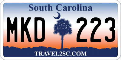 SC license plate MKD223