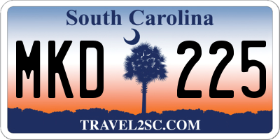 SC license plate MKD225