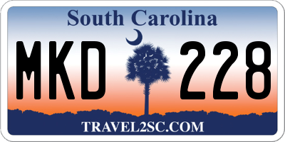 SC license plate MKD228