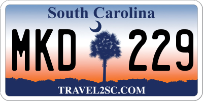 SC license plate MKD229