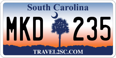 SC license plate MKD235