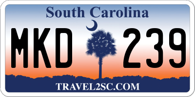 SC license plate MKD239