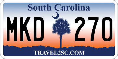 SC license plate MKD270