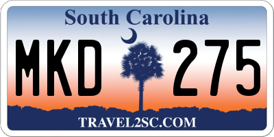 SC license plate MKD275