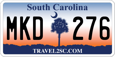 SC license plate MKD276
