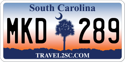 SC license plate MKD289