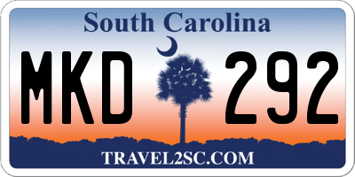 SC license plate MKD292