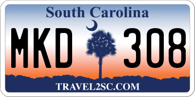 SC license plate MKD308