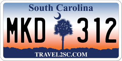 SC license plate MKD312