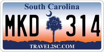 SC license plate MKD314