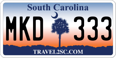 SC license plate MKD333