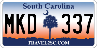 SC license plate MKD337