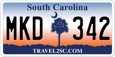 SC license plate MKD342