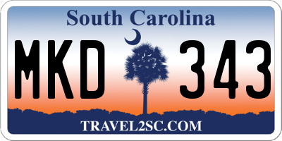 SC license plate MKD343