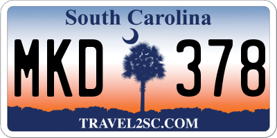 SC license plate MKD378