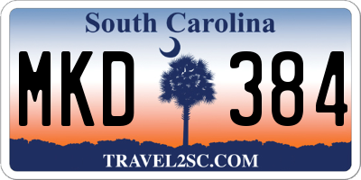 SC license plate MKD384