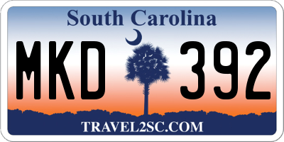 SC license plate MKD392