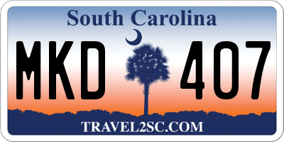 SC license plate MKD407