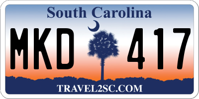 SC license plate MKD417