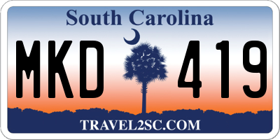 SC license plate MKD419