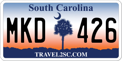 SC license plate MKD426