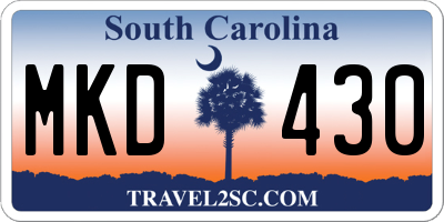 SC license plate MKD430