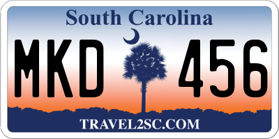 SC license plate MKD456