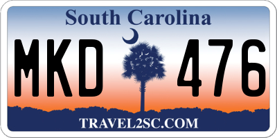 SC license plate MKD476
