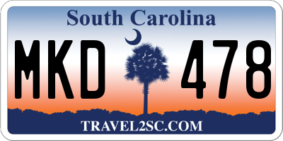 SC license plate MKD478
