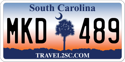 SC license plate MKD489