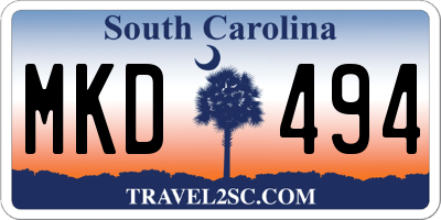 SC license plate MKD494