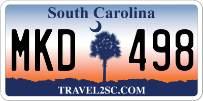 SC license plate MKD498