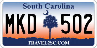 SC license plate MKD502