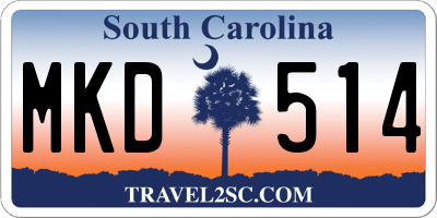 SC license plate MKD514