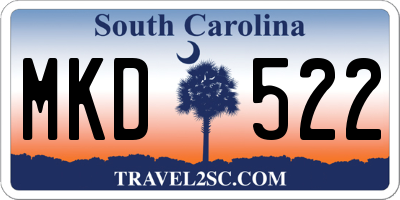 SC license plate MKD522