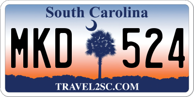 SC license plate MKD524