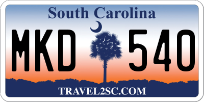 SC license plate MKD540