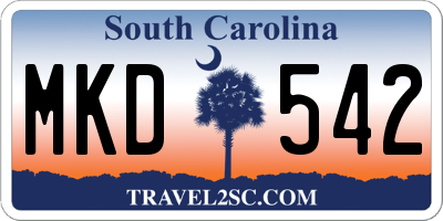 SC license plate MKD542