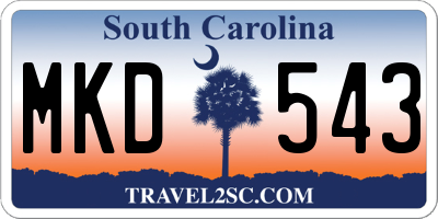 SC license plate MKD543