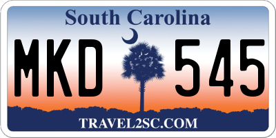 SC license plate MKD545