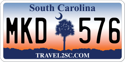 SC license plate MKD576