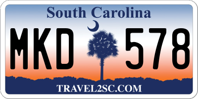 SC license plate MKD578