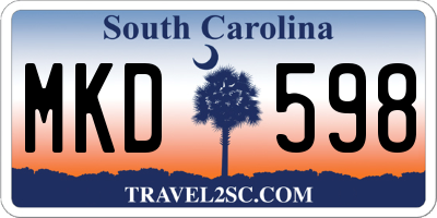 SC license plate MKD598
