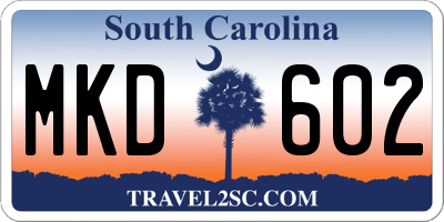 SC license plate MKD602