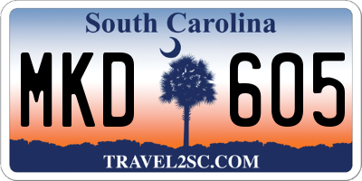 SC license plate MKD605
