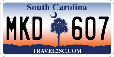 SC license plate MKD607