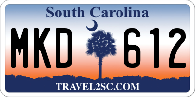 SC license plate MKD612