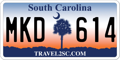 SC license plate MKD614
